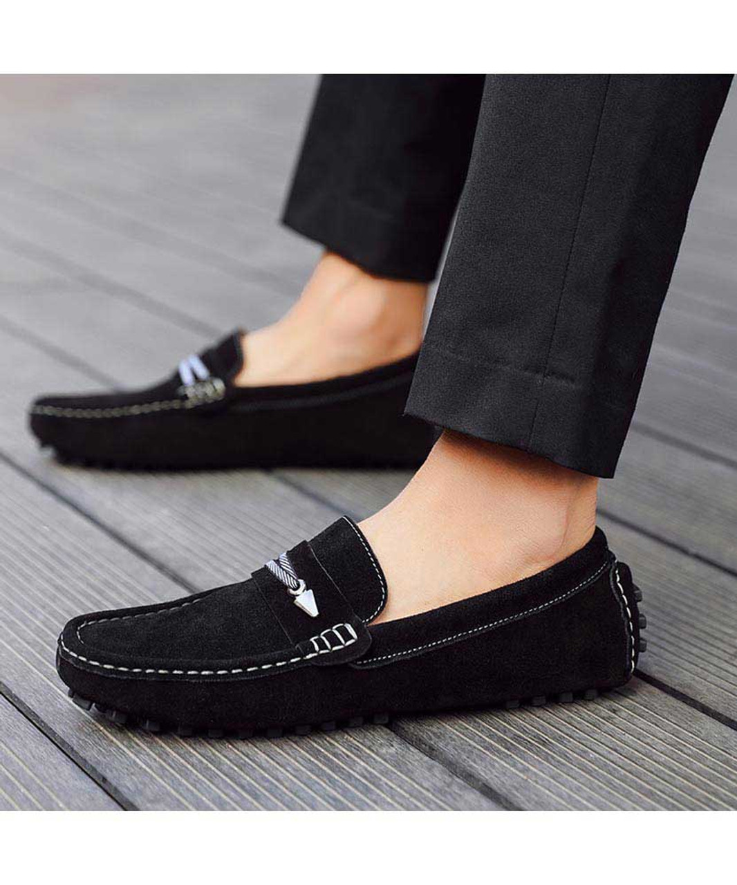 Black penny buckle slip on shoe loafer | Mens shoe loafers online 2047MS