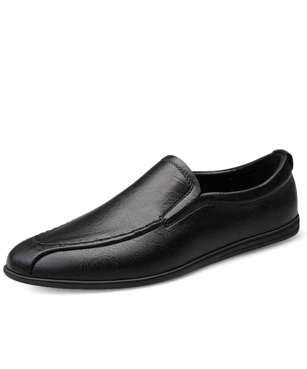 Black slip on shoe loafer in plain | Mens shoe loafers online 2051MS