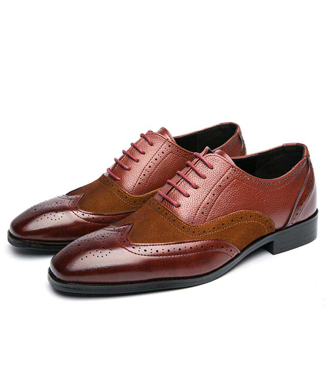 Brown brogue leather oxford dress shoe | Mens dress shoes online 2068MS