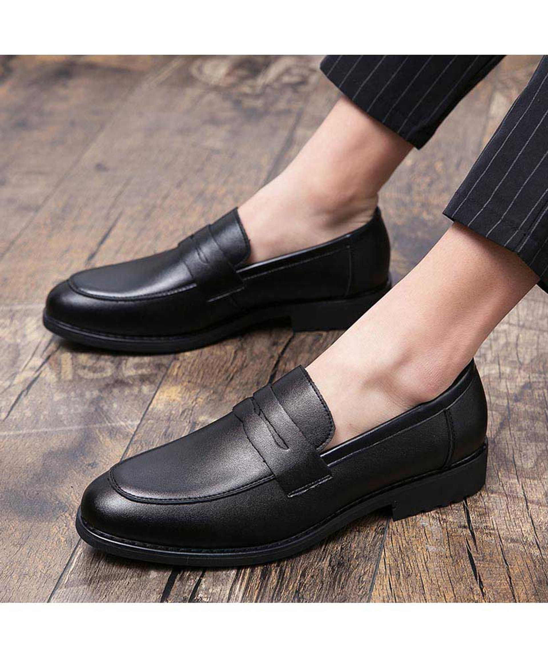 Black retro penny slip on dress shoe | Mens dress shoes online 2120MS