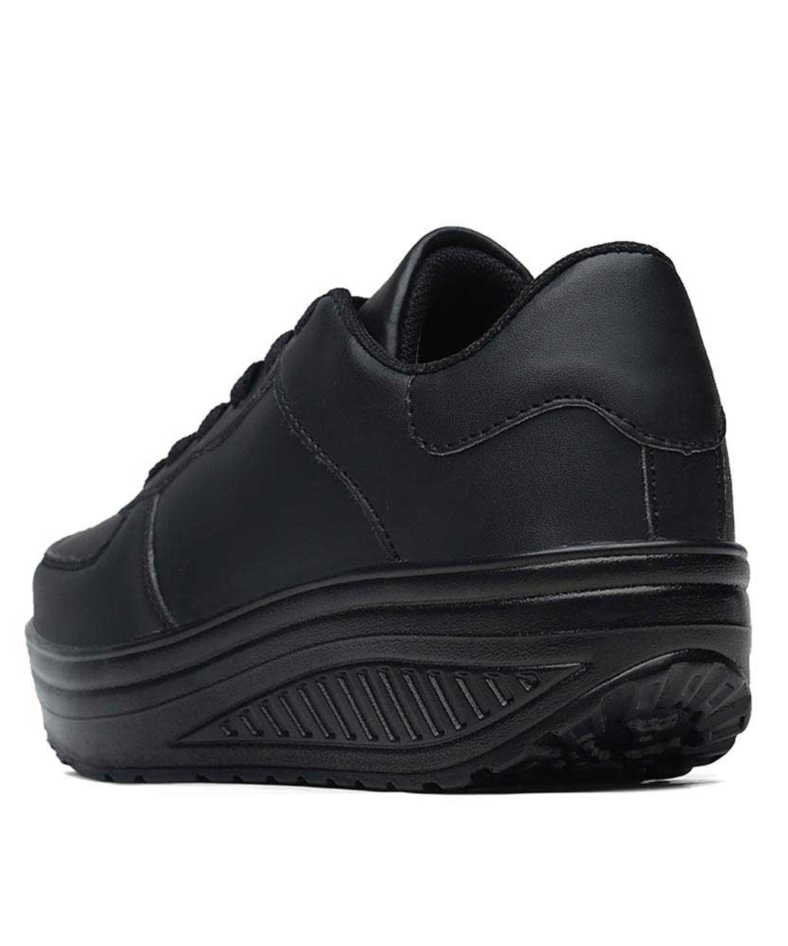 Black lace up rocker bottom shoe sneaker in plain | Womens rocker shoes ...