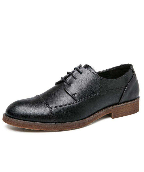 Men's black splicing style derby dress shoe 01