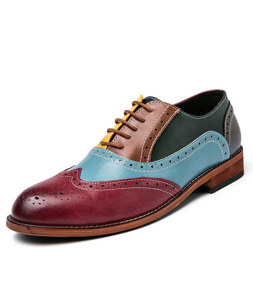 Men's multi color retro brogue oxford dress shoe 01