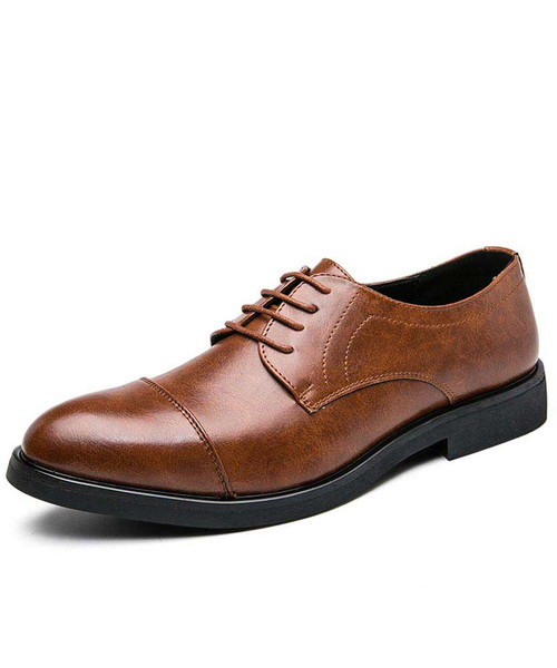 Men's brown derby dress shoe in plain 01