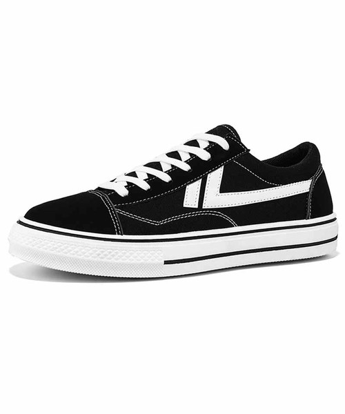 Women's black canvas stripe pattern lace up shoe sneaker 01