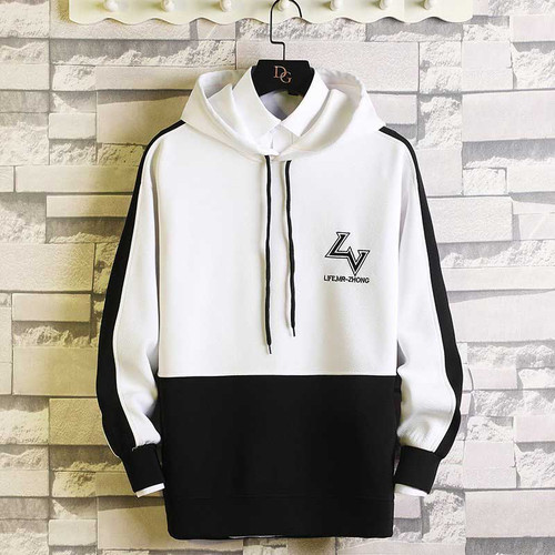 Men's white black pattern letter print hoodies 01