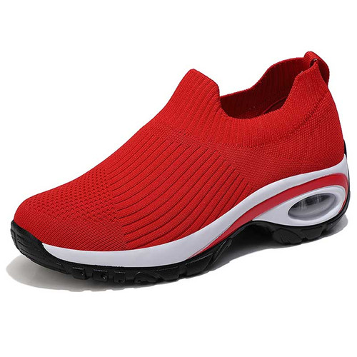 red slip on shoes