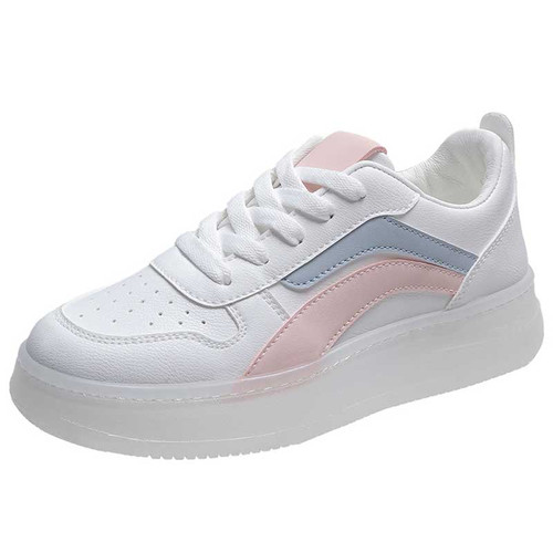 Women's white pink color stripe shoe sneaker 01
