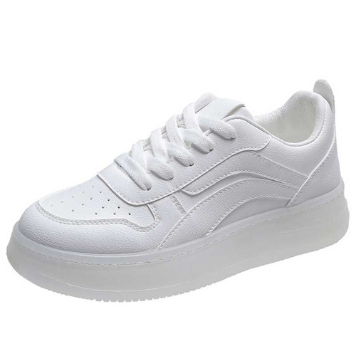 Women's white plain stripe shoe sneaker 01