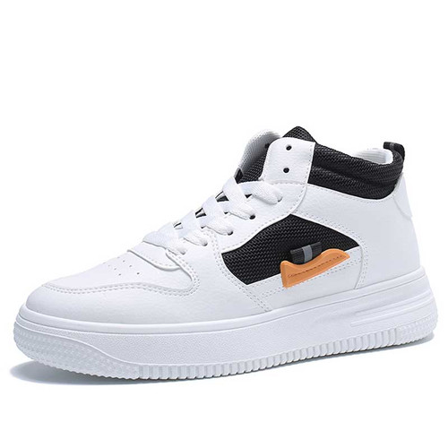 Women's white black side decorated casual shoe sneaker 01