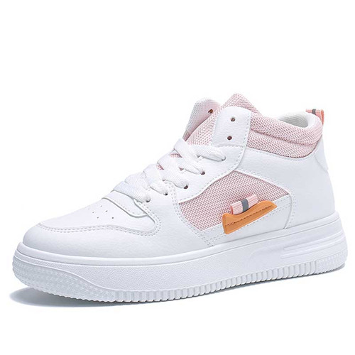 Women's white pink side decorated casual shoe sneaker 01