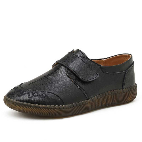 Women's black sewed accent velcro slip on shoe 01