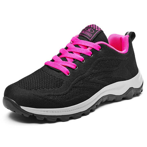 Women's black pattern shape flyknit sport shoe sneaker 01