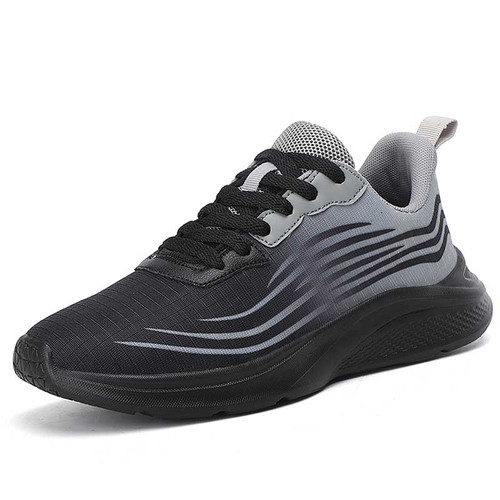 Women's black grey stripe flyknit sport shoe sneaker 01