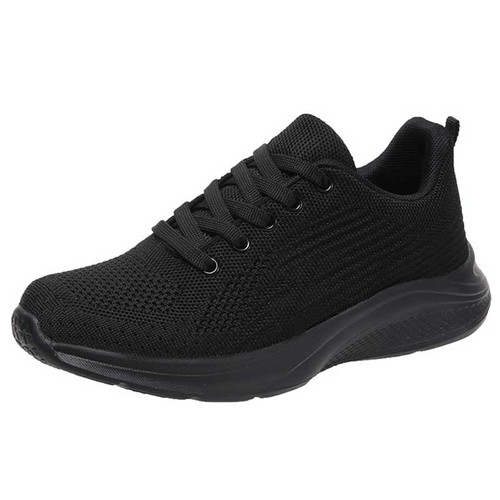 Women's black flyknit stripe texture casual shoe sneaker 01