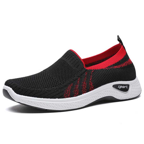 Women's black pattern texture sport print slip on shoe sneaker 01