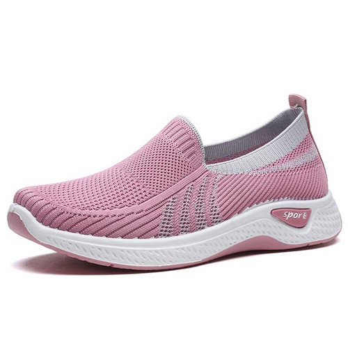 Women's pink pattern texture sport print slip on shoe sneaker 01