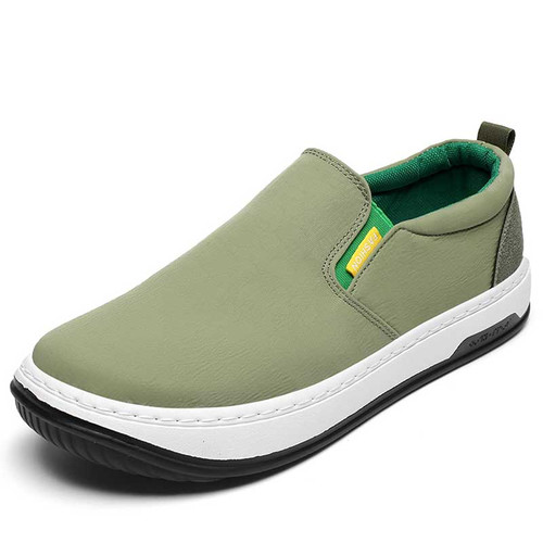 Men's green casual canvas slip on shoe loafer 01