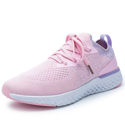 Women's pink flyknit casual pattern texture shoe sneaker 01