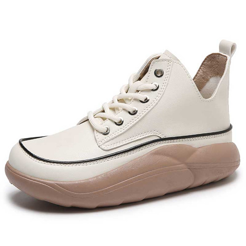 Women's white stitch accents rocker bottom shoe sneaker 01