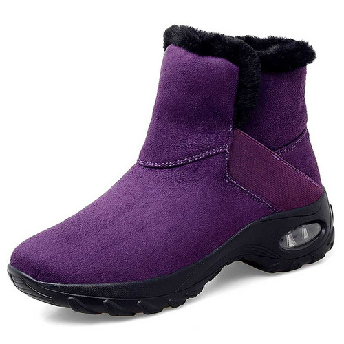 Women's purple suede winter slip on double rocker bottom sneaker 01