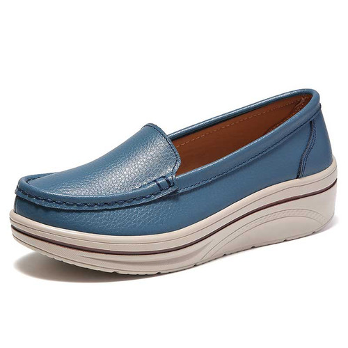 Women's blue plain casual slip on rocker bottom sneaker 01