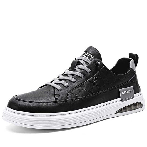 Men's black logo & label pattern lace up shoe sneaker 01