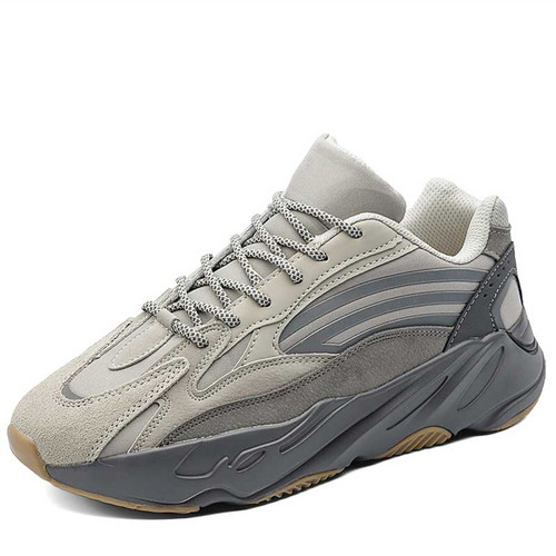Men's grey stripe accents casual shoe trainer 01