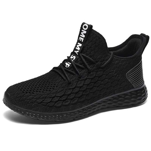 Men's black pattern shape flyknit casual shoe sneaker 01