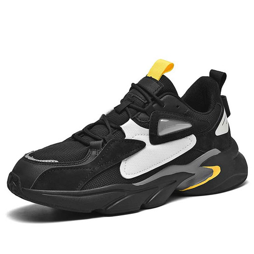Men's black splicing accents casual sport shoe sneaker 01