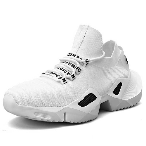 Men's white black stripe texture letter print shoe sneaker 01
