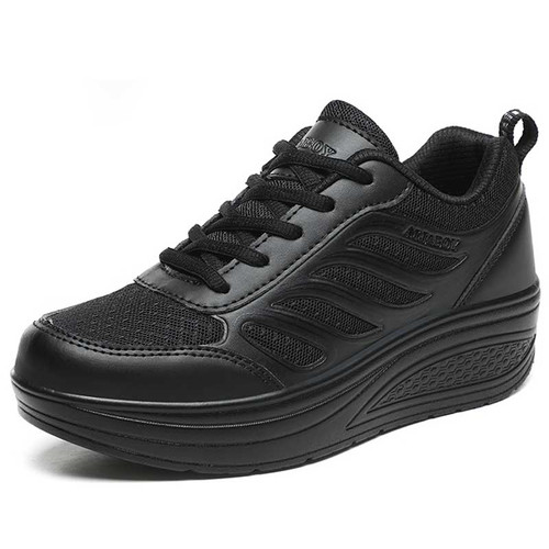 Women's black flame pattern accents rocker bottom shoe sneaker 01