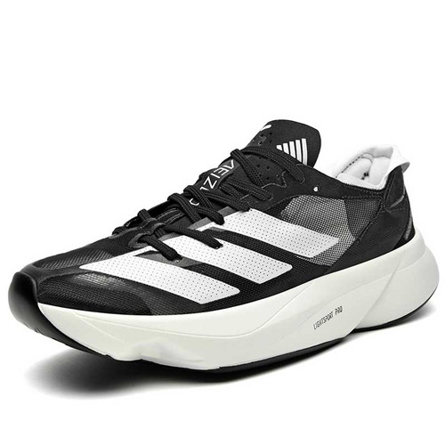 Men's black white stripe logo pattern sport shoe sneaker 01