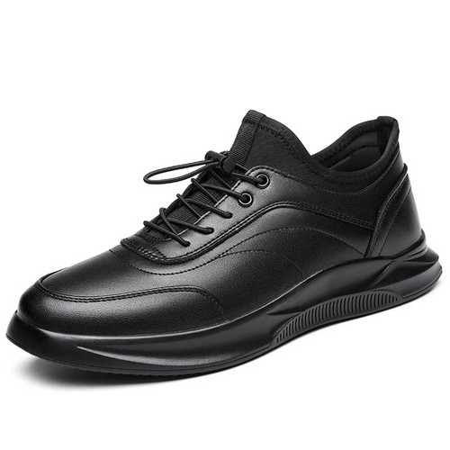 Men's black plain drawstring lace up sport shoe sneaker 01