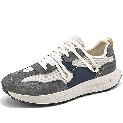Men's grey extended lace style sport shoe sneaker 01