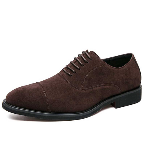 Men's brown suede cap toe oxford dress shoe 01