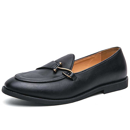 Men's black monk strap slip on dress shoe 01