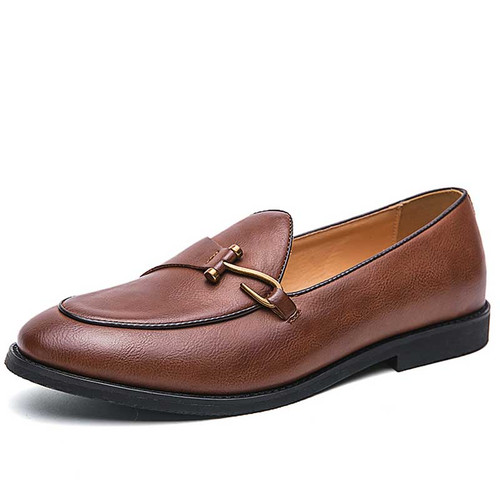 Men's brown monk strap slip on dress shoe 01