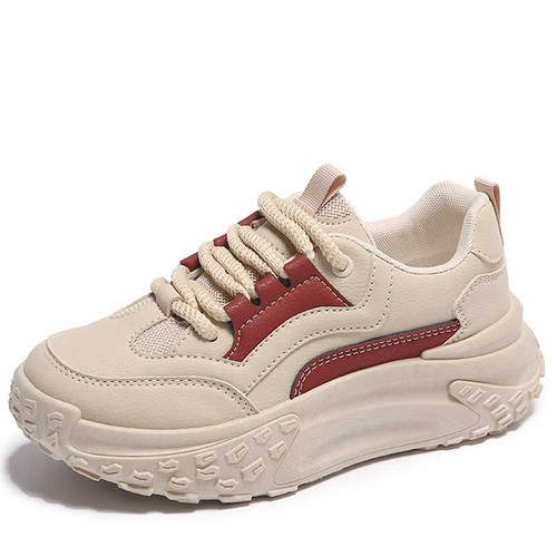 Women's red casual thread accents shoe sneaker 01
