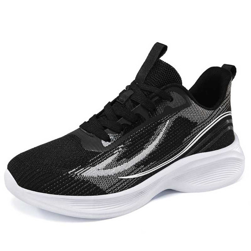 Women's black flyknit pattern stripe texture shoe sneaker 01