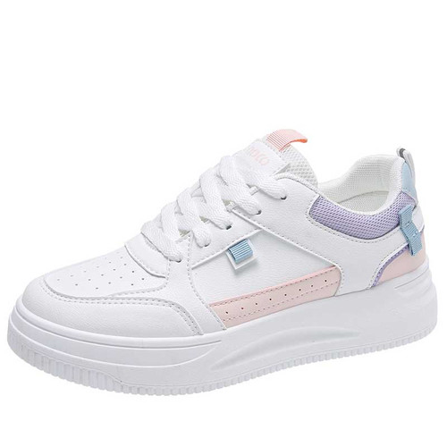 Women's white pink label print casual shoe sneaker 01