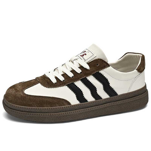 Men's khaki stripe & label print casual shoe sneaker 0