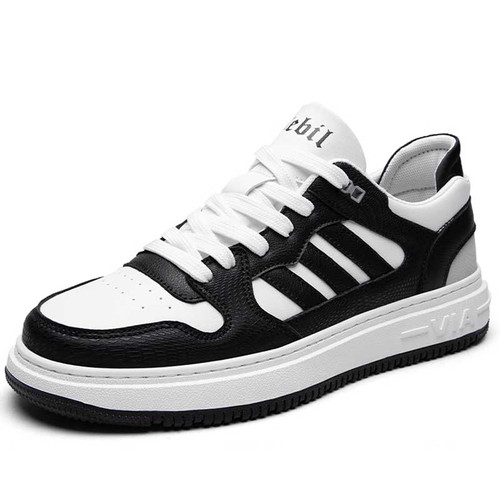 Men's black stripe & logo print casual shoe sneaker 01