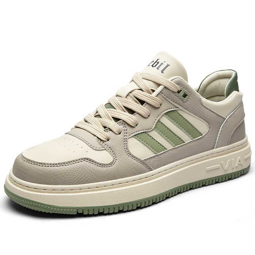 Men's khaki stripe & logo print casual shoe sneaker 01