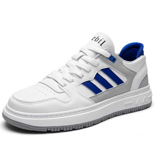 Men's white stripe & logo print casual shoe sneaker 01