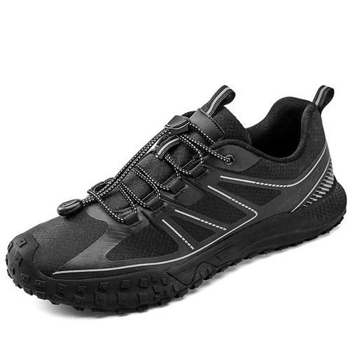 Men's black stripe accents drawstring lace sport shoe sneaker 01