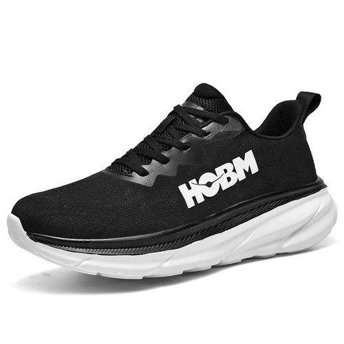 Men's black white logo pattern stripe sport shoe sneaker 01