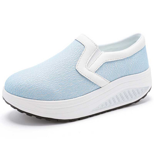 Women's blue simple plain slip on rocker bottom shoe sneaker 01