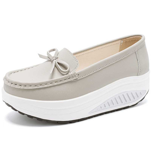 Women's grey causal top butterfly lace slip on rocker bottom shoe 01
