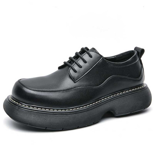 Men's black urban thick sole derby dress shoe 01